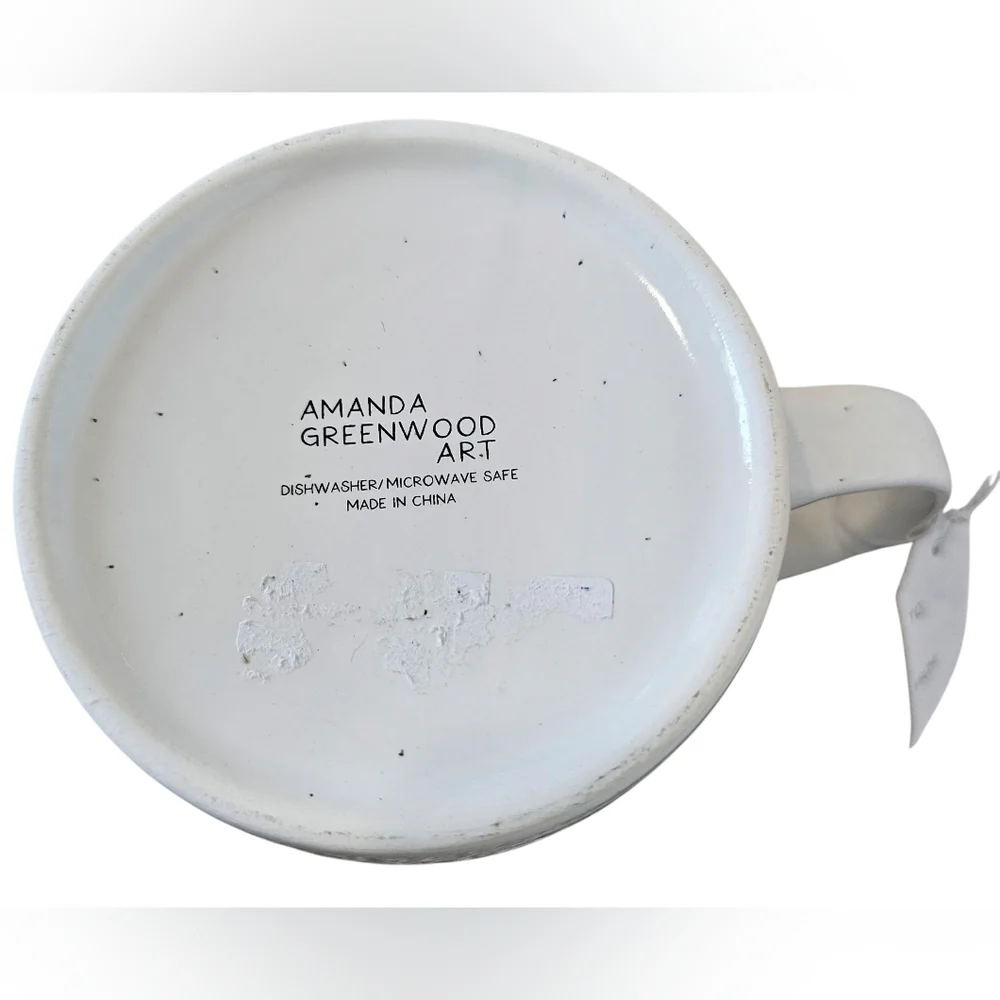 Amanda Greenwood Large Designer Inspired White Mug with Pink Accent. New - Picture 3 of 3